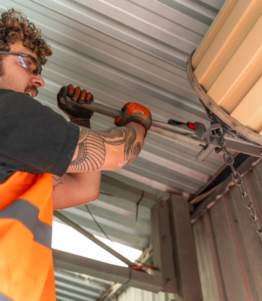 roller door repair in process